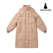 Fashion Style Cotton Zipper Hooded Long Length Women’s Coat