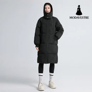 Fashion Style Cotton Zipper Hooded Long Length Women’s Coat Black / M