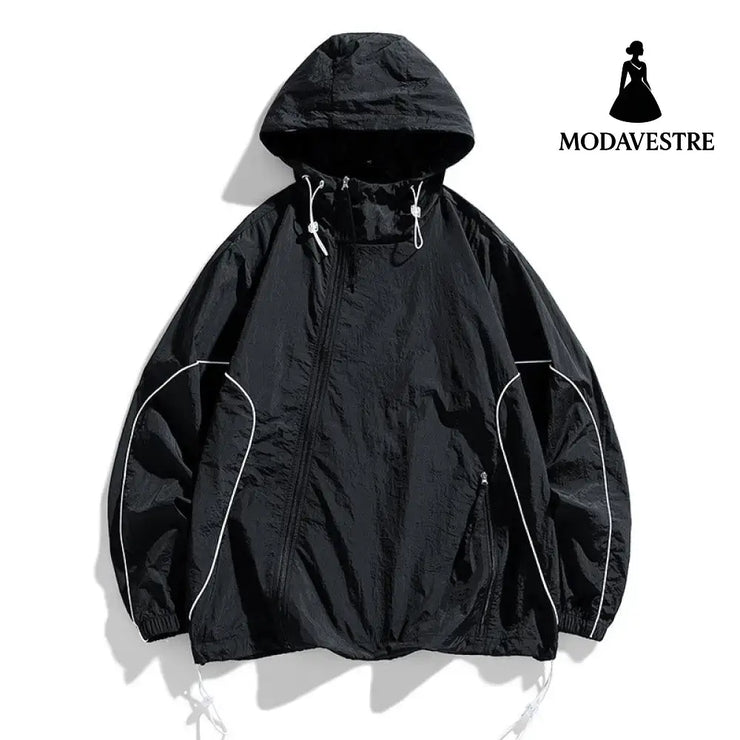 Fashion Summer Ice Silk Sun Protection Clothing Men Black / 2XL