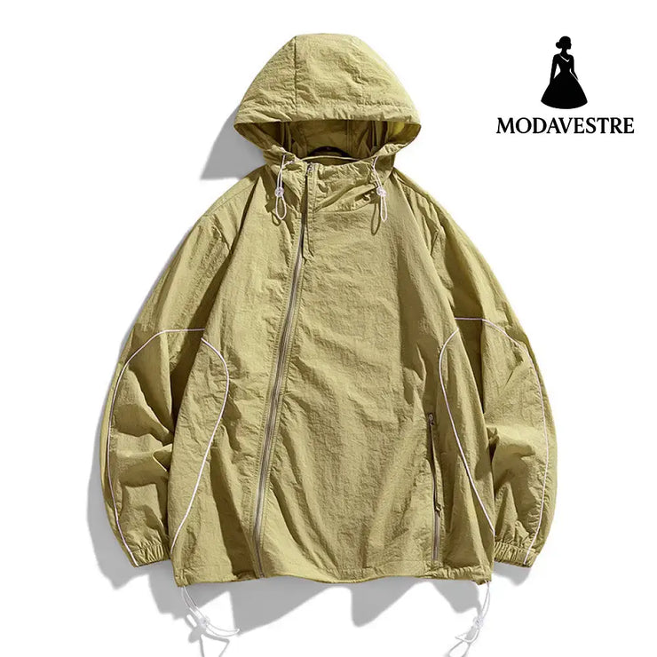 Fashion Summer Ice Silk Sun Protection Clothing Men Dark Khaki / 2XL