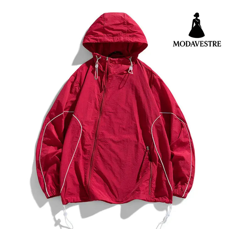 Fashion Summer Ice Silk Sun Protection Clothing Men Red / 2XL