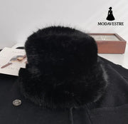 Fashion Women Autumn Winter Plush Bucket Hat Black / One size