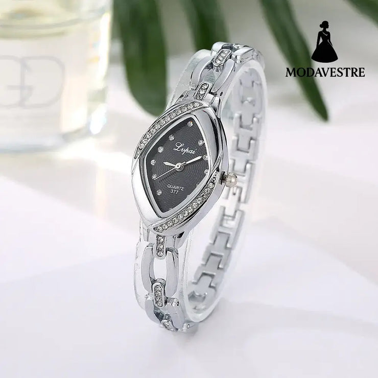 Fashion Women’s Bracelet Watch Diamond Bracelet Watch Women Silver black