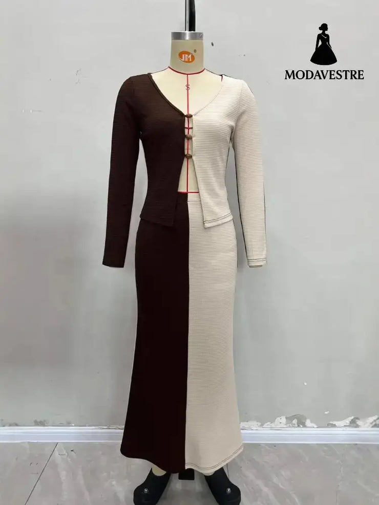 Fashion Women’s Wear Temperament Commute Color Matching Suit Apricot Brown / L Suit