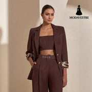 Fashionable Dark Brown Slim-fit Women’s Business Suit Two-piece Suit Suit