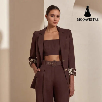 Fashionable Dark Brown Slim-fit Women’s Business Suit Two-piece Suit Suit