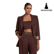 Fashionable Dark Brown Slim-fit Women’s Business Suit Two-piece Suit Suit