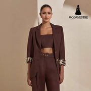 Fashionable Dark Brown Slim-fit Women’s Business Suit Two-piece Suit Suit