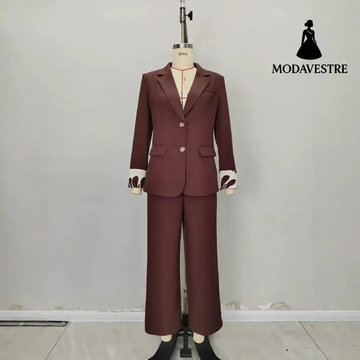 Fashionable Dark Brown Slim-fit Women’s Business Suit Two-piece Suit Suit