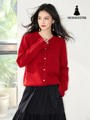 Fashionable Heavyweight Long Sleeve Knit Cardigan Versatile and Stylish