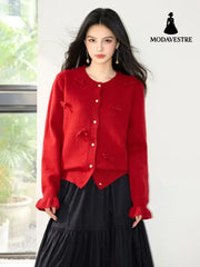 Fashionable Heavyweight Long Sleeve Knit Cardigan Versatile and Stylish