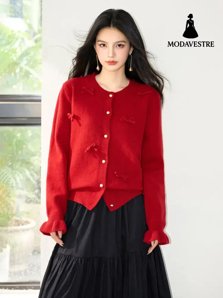 Fashionable Heavyweight Long Sleeve Knit Cardigan Versatile and Stylish