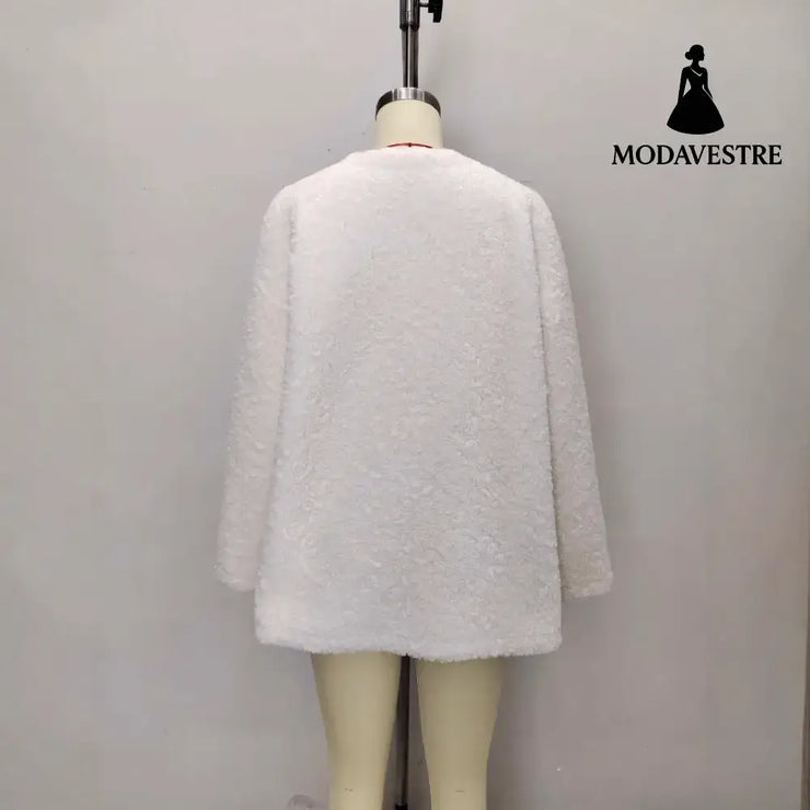 Fashionable Lamb Wool Velvet Padded Thickened Coat Coat