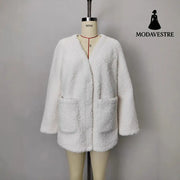 Fashionable Lamb Wool Velvet Padded Thickened Coat Coat