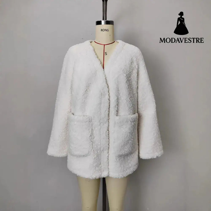Fashionable Lamb Wool Velvet Padded Thickened Coat Coat