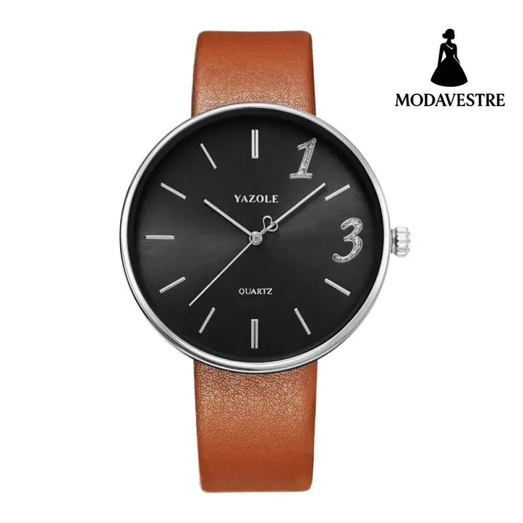 Fashionable Men And Women Couple Watches Trendy Waterproof Black brown / A