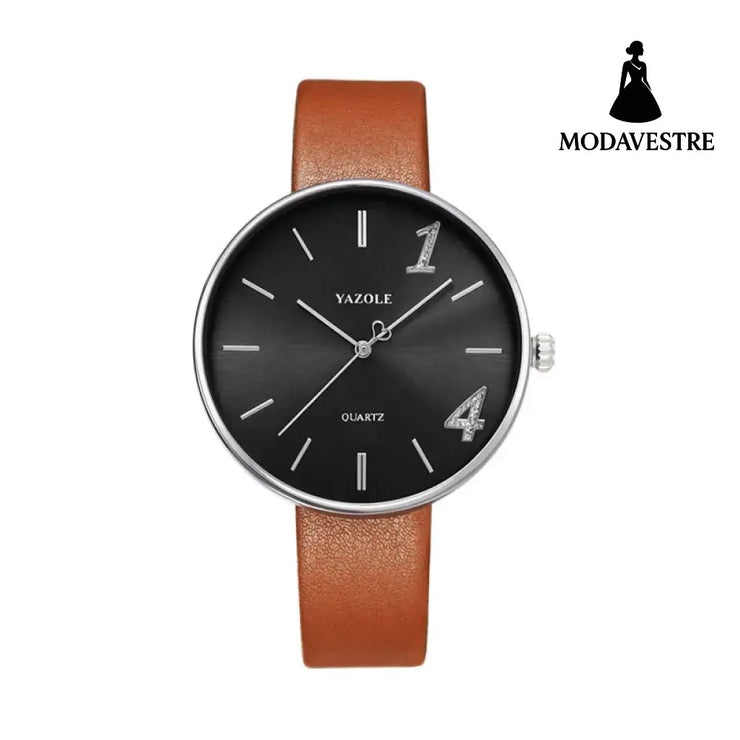 Fashionable Men And Women Couple Watches Trendy Waterproof Black brown / B