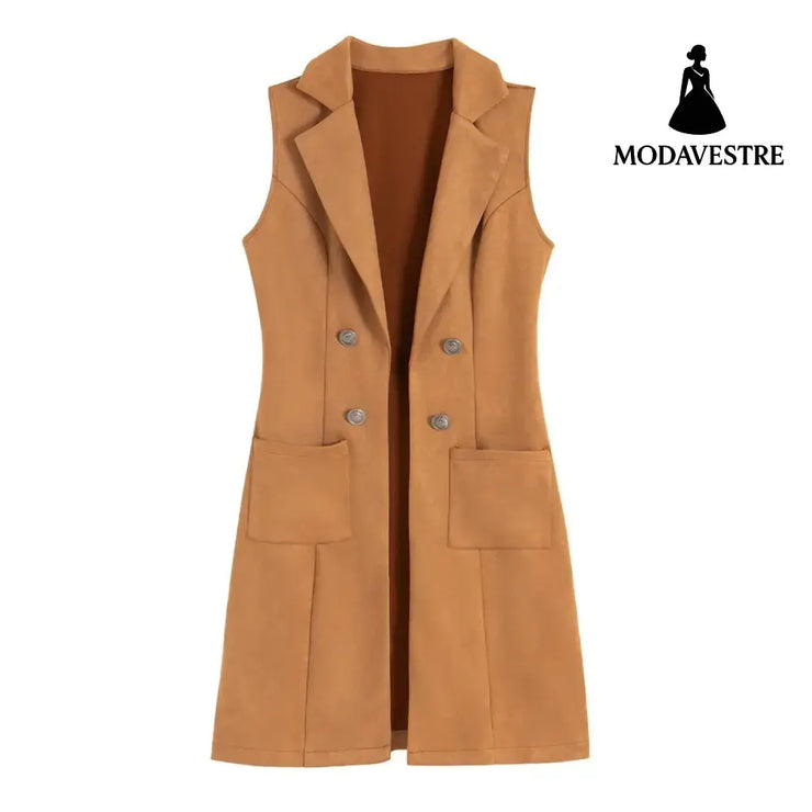 Fashionable Suede Slim-fit Retro Elegant Vest For Women