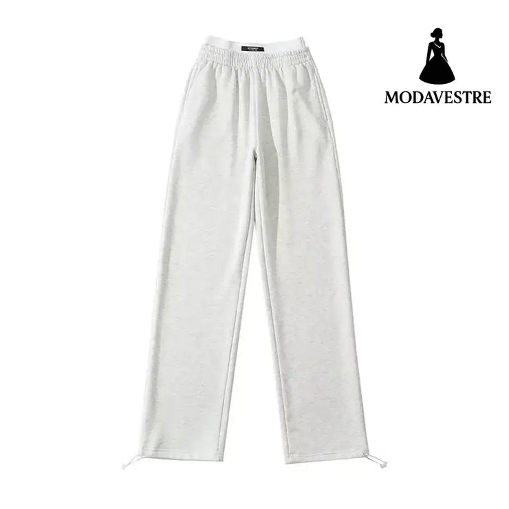 Fleece casual pants White Gray / S