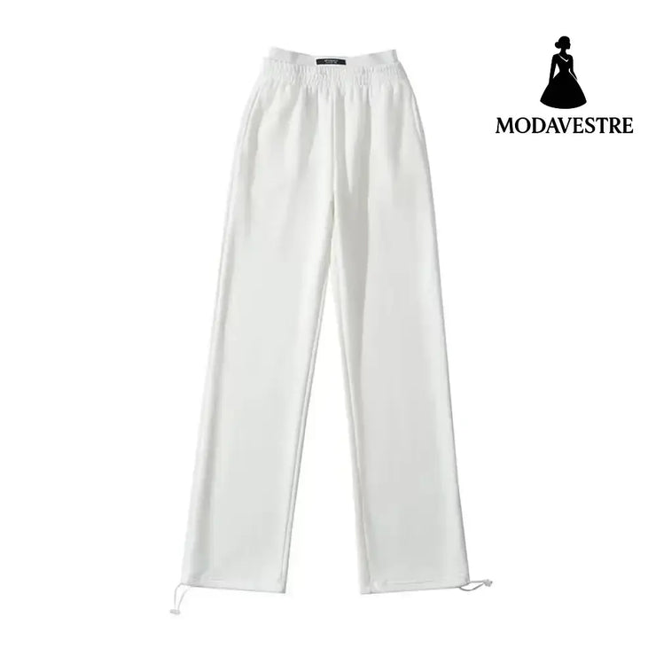 Fleece casual pants White / S