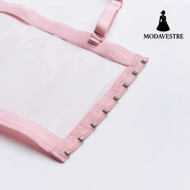 Floral Embroidered Mesh Corset Top – Elegant Lace Bustier with Underwire Support