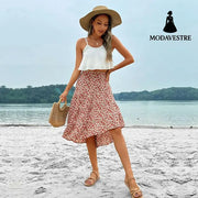 Floral Skirt Holiday Skirt Irregular Print Skirt