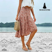 Floral Skirt Holiday Skirt Irregular Print Skirt