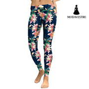 Fresh Fragrance Lily  Women Leggings Capri Lilies Digital Print Woman Legging Work Out Street Wear Pants Leggins - MODAVESTRE