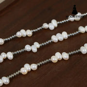 Freshwater Pearl Titanium Steel Bead Necklace Silver / One Size