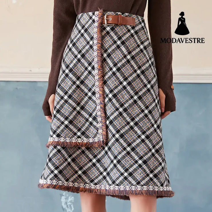 Fringed skirt A-line skirt