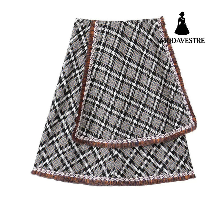 Fringed skirt A-line skirt