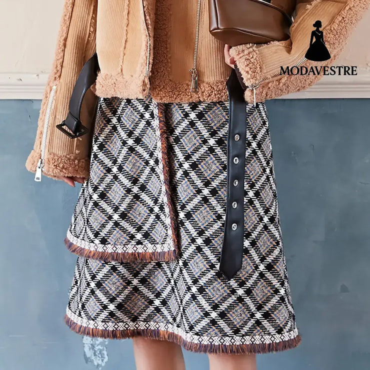 Fringed skirt A-line skirt