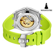 Fully automatic mechanical watch for men fashionable multi-color silicone tape waterproof watch