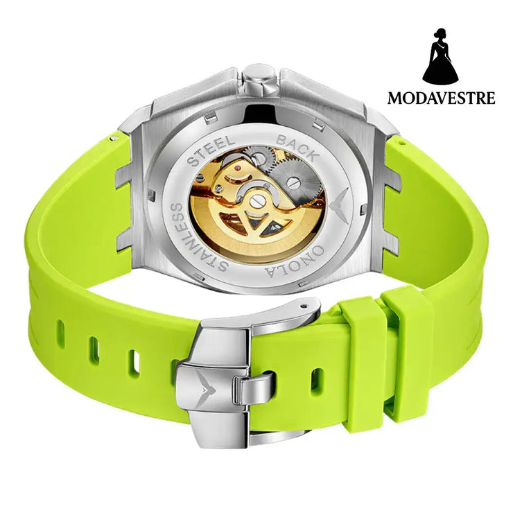Fully automatic mechanical watch for men fashionable multi-color silicone tape waterproof watch