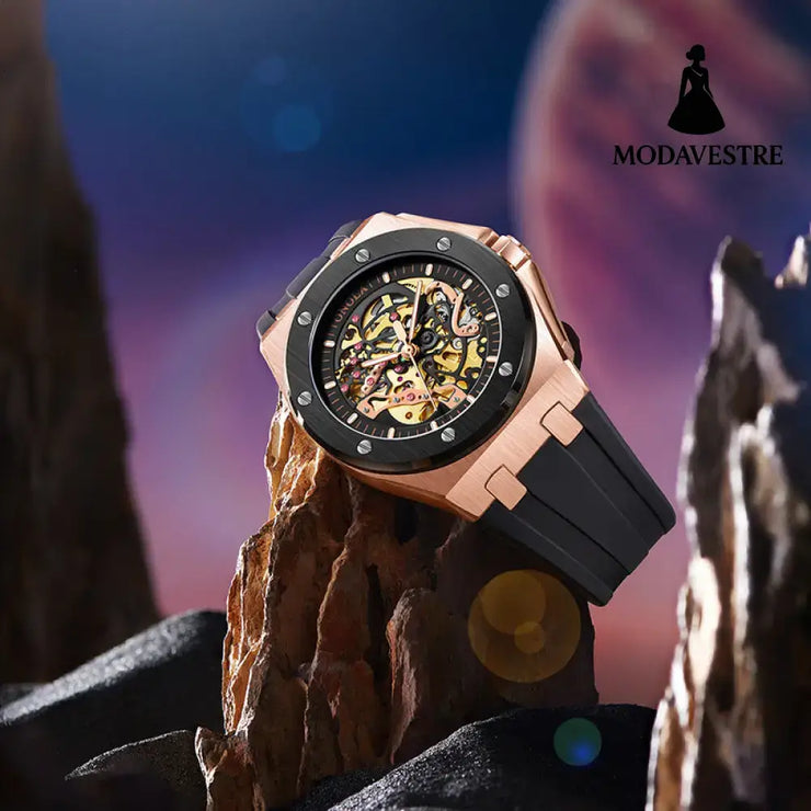 Fully automatic mechanical watch for men fashionable multi-color silicone tape waterproof watch