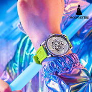 Fully automatic mechanical watch for men fashionable multi-color silicone tape waterproof watch