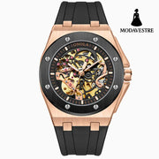 Fully automatic mechanical watch for men fashionable multi-color silicone tape waterproof watch Rose shell black circle