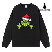 Funny little green man hoodie Black / S
