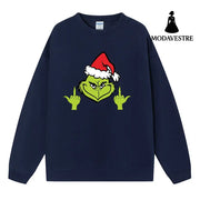 Funny little green man hoodie Navy Blue / S