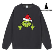 Funny little green man hoodie Night Gray / S