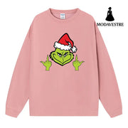 Funny little green man hoodie Pink / S