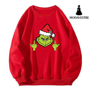 Funny little green man hoodie Red / S