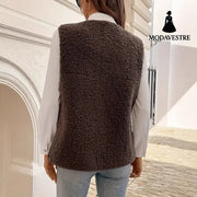 Fur Integrated Composite Loose Korean Outerwear Sleeveless Vest