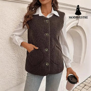 Fur Integrated Composite Loose Korean Outerwear Sleeveless Vest