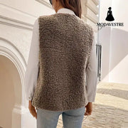 Fur Integrated Composite Loose Korean Outerwear Sleeveless Vest