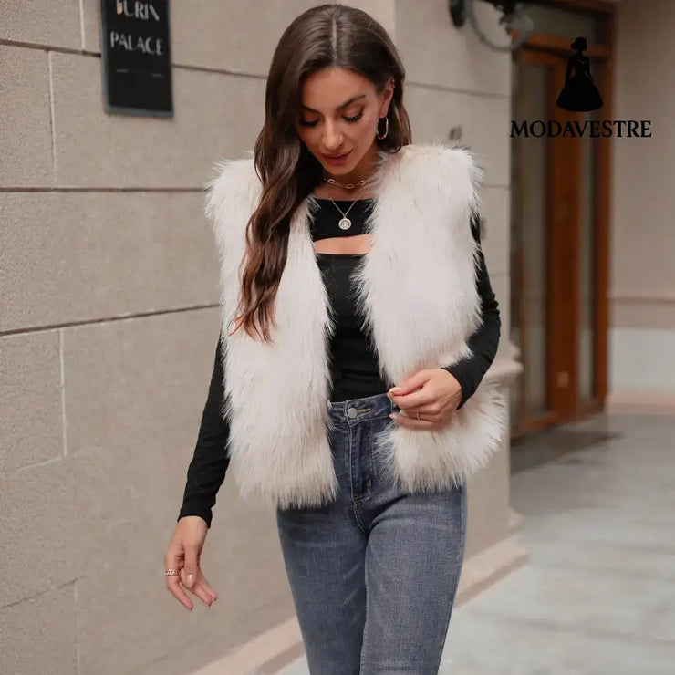 Fur Vest Sleeveless Slimming Casual