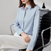 Graceful Satin Top OL Business Clothing Shirt For Women