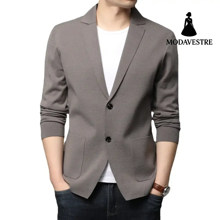 Hair Spring And Autumn Men’’S T-Shirt Coat Korean Version Blazer Solid Color Cardigan Handsome Men’’S Sweater