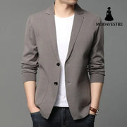 Hair Spring And Autumn Men’’S T-Shirt Coat Korean Version Blazer Solid Color Cardigan Handsome Men’’S Sweater Camel