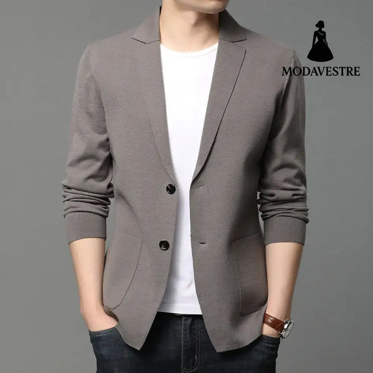 Hair Spring And Autumn Men’’S T-Shirt Coat Korean Version Blazer Solid Color Cardigan Handsome Men’’S Sweater Camel